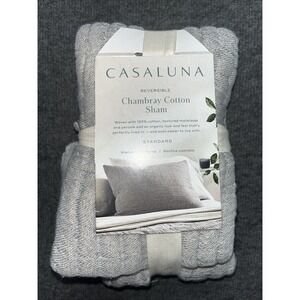CasaLuna reversible chambray cotton Sham standard one‎ Sham gray